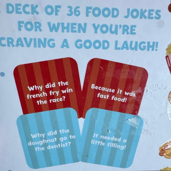 Food-Themed Kitchen3Towel Set &FOOD FUNNIES 36 card jokes4 the whole family🍔🍕🌭🍟🥤 - Picture 3 of 9
